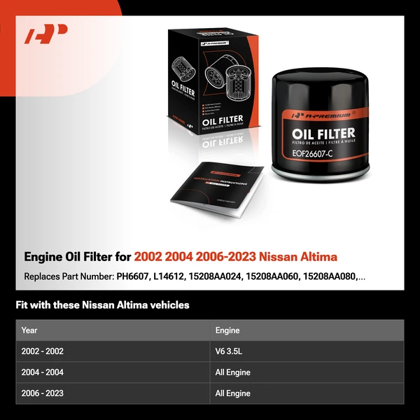 Engine Oil Filter for 2002 2004 2006-2023 Nissan Altima