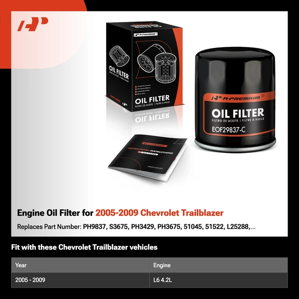 Engine Oil Filter for 2005-2009 Chevrolet Trailblazer