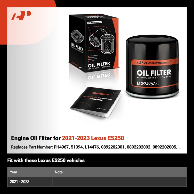 Engine Oil Filter for 2021-2023 Lexus ES250
