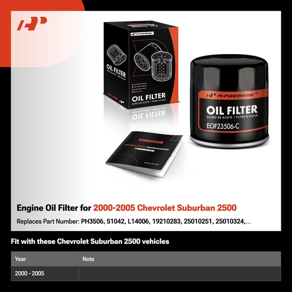 Engine Oil Filter for 2000-2005 Chevrolet Suburban 2500