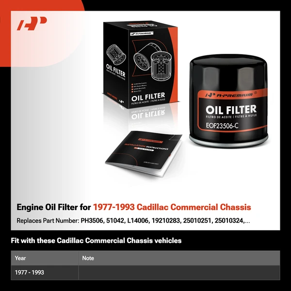 Engine Oil Filter for 1977-1993 Cadillac Commercial Chassis