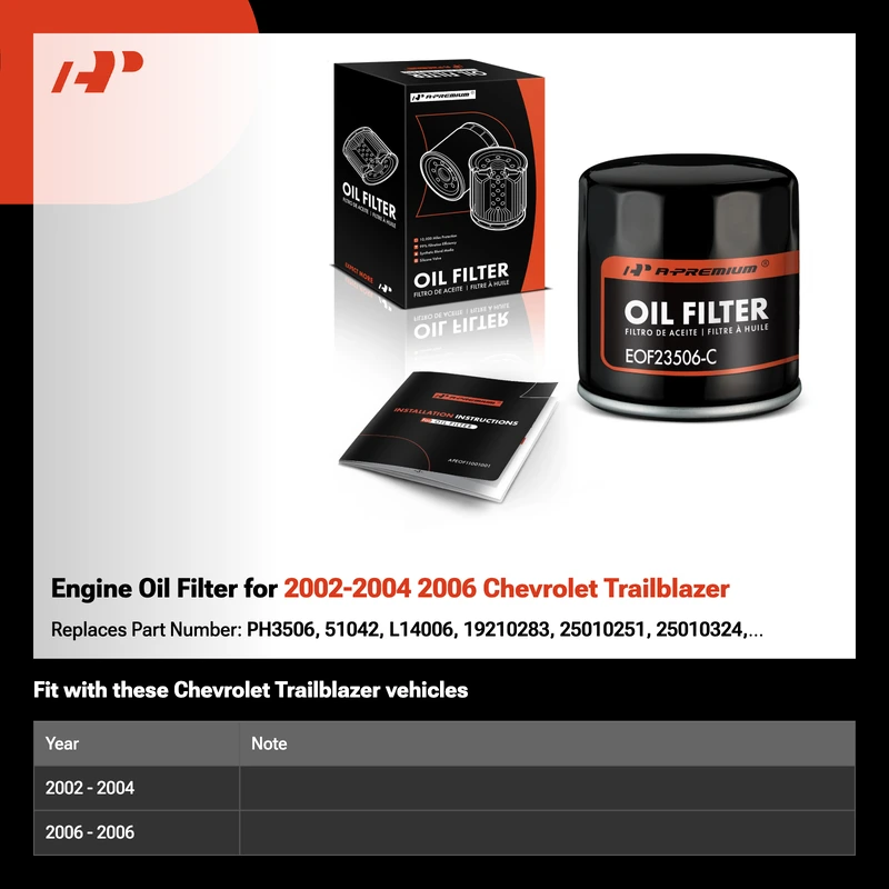 Engine Oil Filter for 2002-2004 2006 Chevrolet Trailblazer