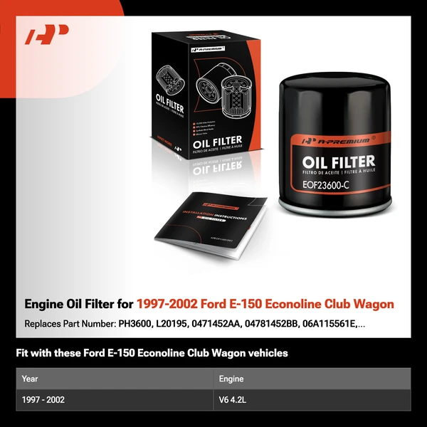 Engine Oil Filter for 1997-2002 Ford E-150 Econoline Club Wagon