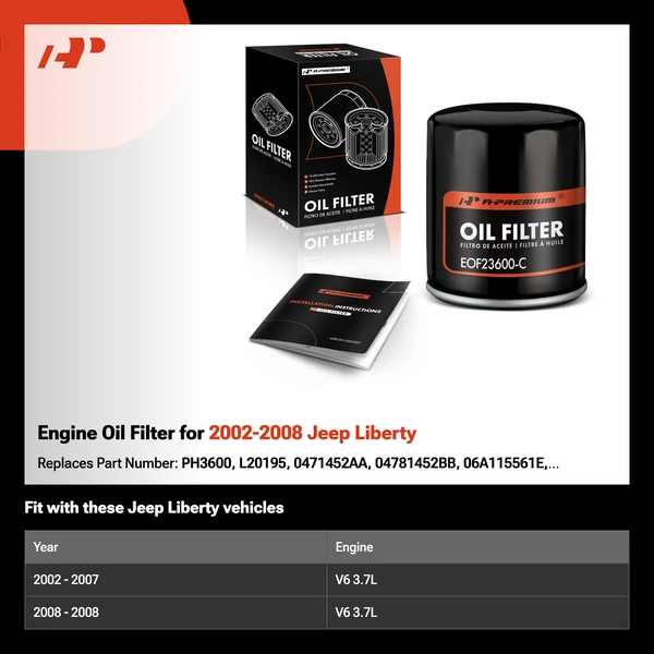 Engine Oil Filter for 2002-2008 Jeep Liberty