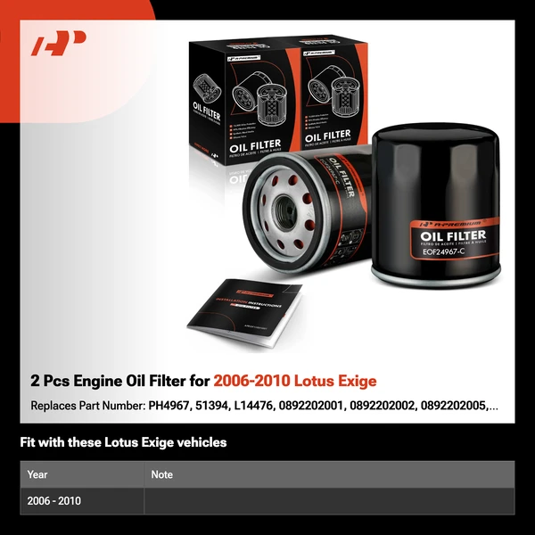 2 Pcs Engine Oil Filter for 2006-2010 Lotus Exige