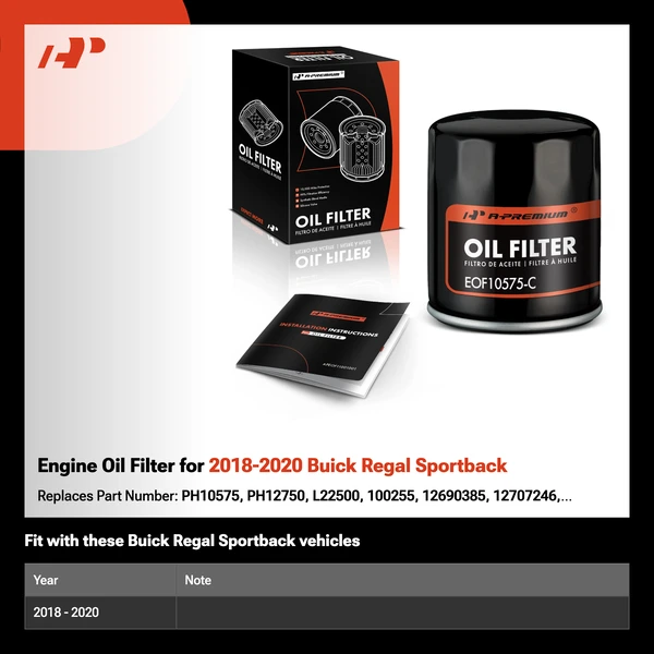Engine Oil Filter for 2018-2020 Buick Regal Sportback