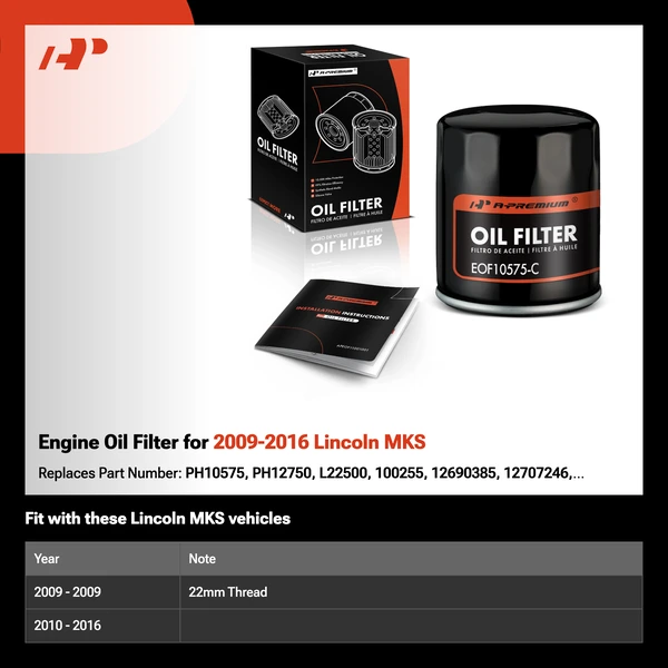 Engine Oil Filter for 2009-2016 Lincoln MKS
