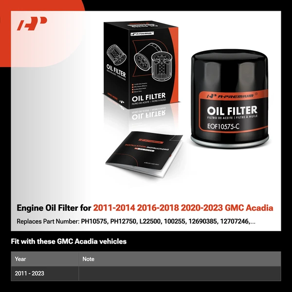 Engine Oil Filter for 2011-2014 2016-2018 2020-2023 GMC Acadia