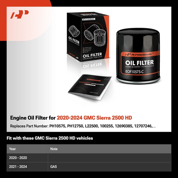 Engine Oil Filter for 2020-2024 GMC Sierra 2500 HD