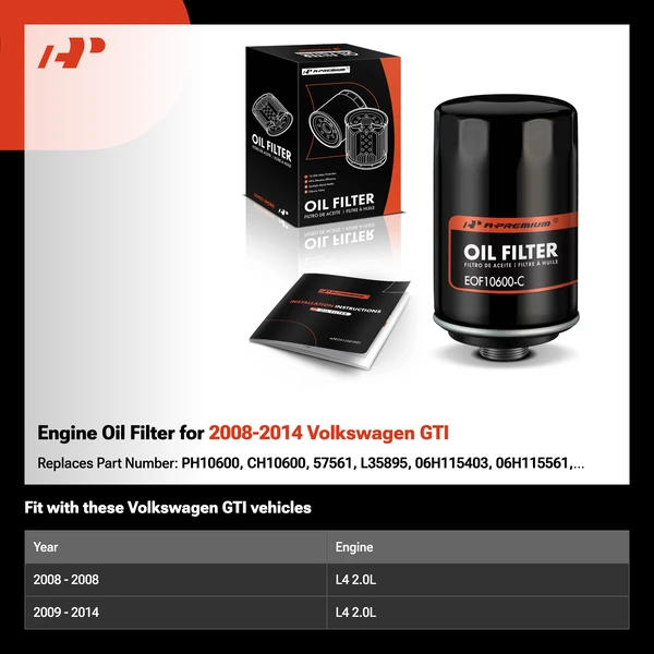 Engine Oil Filter for 2008-2014 Volkswagen GTI