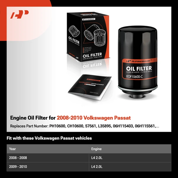 Engine Oil Filter for 2008-2010 Volkswagen Passat
