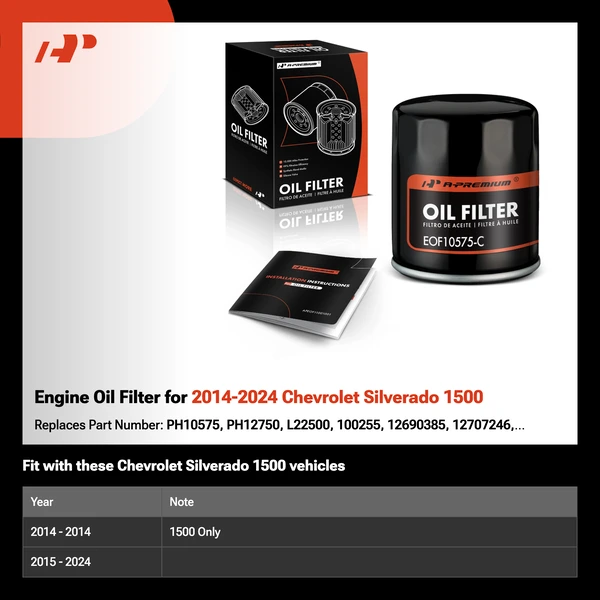 Engine Oil Filter for 2014-2024 Chevrolet Silverado 1500