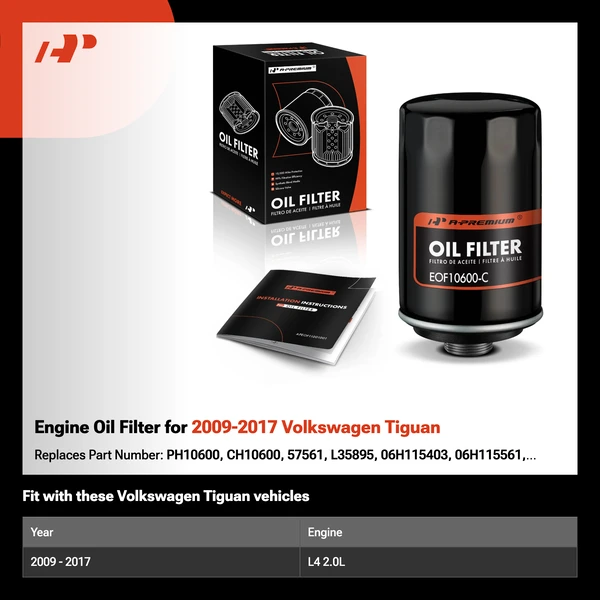 Engine Oil Filter for 2009-2017 Volkswagen Tiguan