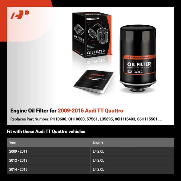 Engine Oil Filter for 2009-2015 Audi TT Quattro
