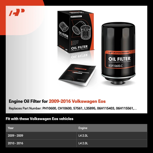 Engine Oil Filter for 2009-2016 Volkswagen Eos