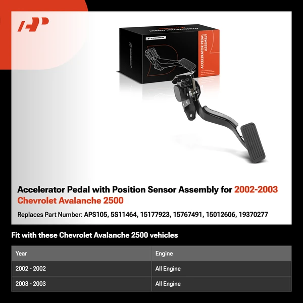 Accelerator Pedal with Position Sensor Assembly for 2002-2003 Chevrolet Avalanche 2500
