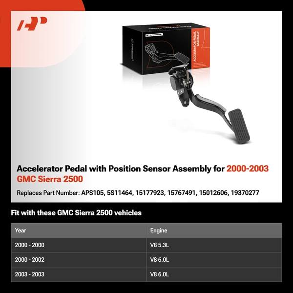 Accelerator Pedal with Position Sensor Assembly for 2000-2003 GMC Sierra 2500