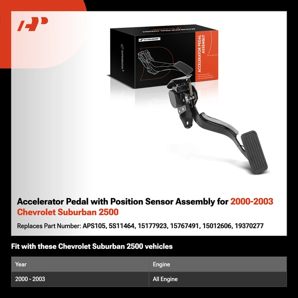 Accelerator Pedal with Position Sensor Assembly for 2000-2003 Chevrolet Suburban 2500