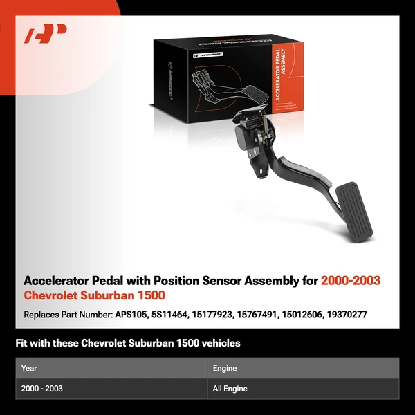 Accelerator Pedal with Position Sensor Assembly for 2000-2003 Chevrolet Suburban 1500