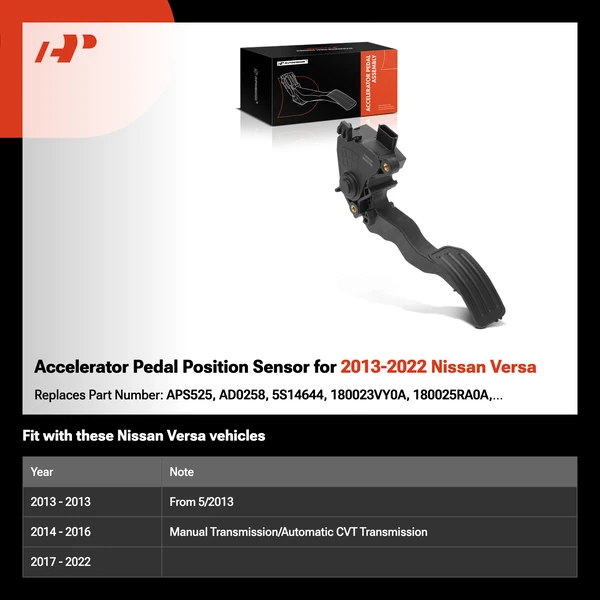 Accelerator Pedal Position Sensor for 2013-2022 Nissan Versa