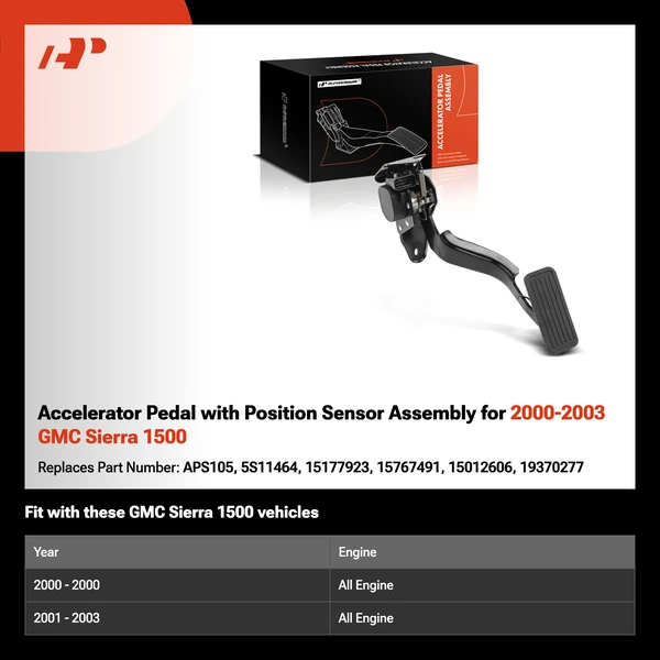 Accelerator Pedal with Position Sensor Assembly for 2000-2003 GMC Sierra 1500