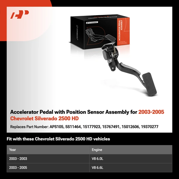 Accelerator Pedal with Position Sensor Assembly for 2003-2005 Chevrolet Silverado 2500 HD
