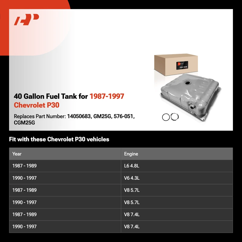 40 Gallon Fuel Tank for 1987-1997 Chevrolet P30