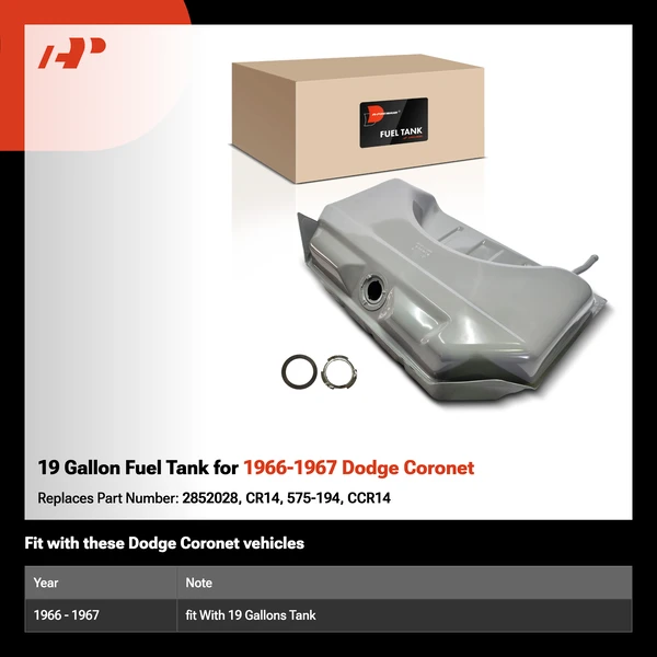 19 Gallon Fuel Tank for 1966-1967 Dodge Coronet