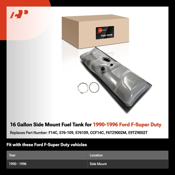 16 Gallon Side Mount Fuel Tank for 1990-1996 Ford F-Super Duty