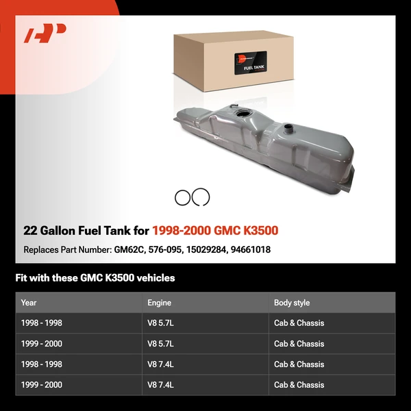22 Gallon Fuel Tank for 1998-2000 GMC K3500