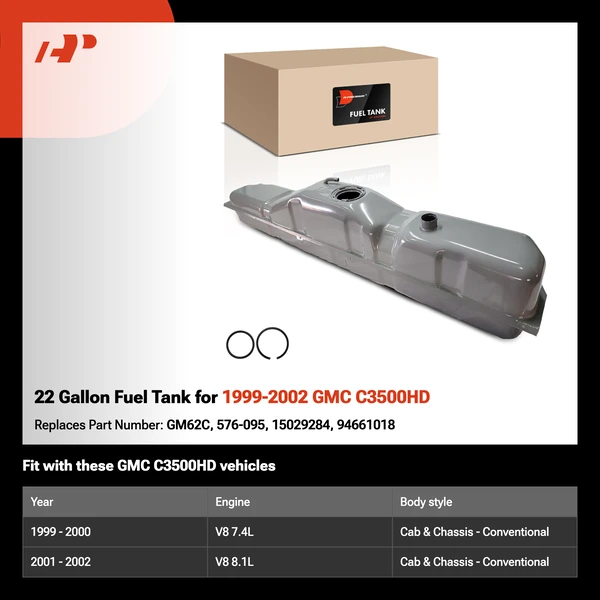 22 Gallon Fuel Tank for 1999-2002 GMC C3500HD