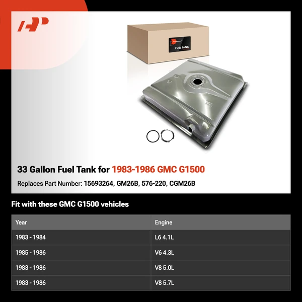 33 Gallon Fuel Tank for 1983-1986 GMC G1500
