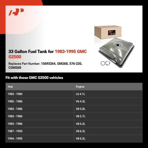33 Gallon Fuel Tank for 1983-1995 GMC G2500