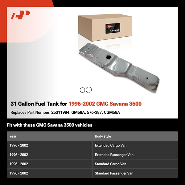 31 Gallon Fuel Tank for 1996-2002 GMC Savana 3500