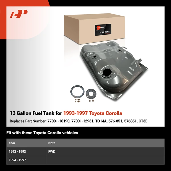 13 Gallon Fuel Tank for 1993-1997 Toyota Corolla