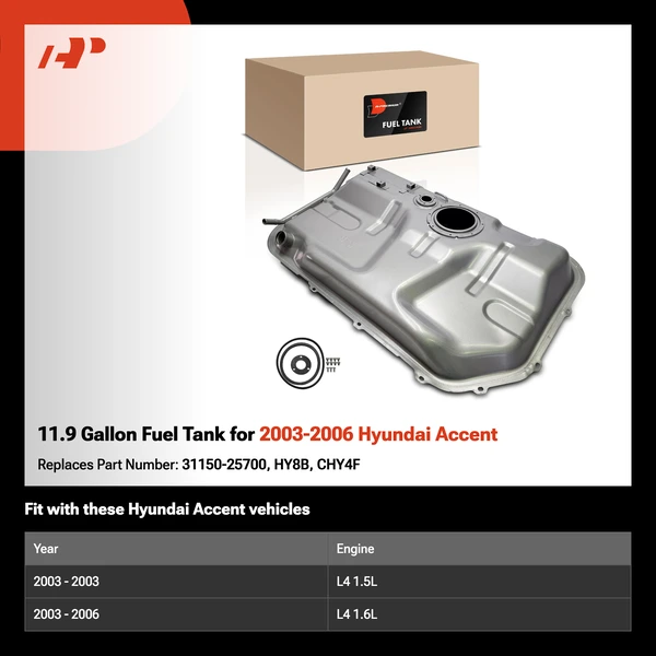 11.9 Gallon Fuel Tank for 2003-2006 Hyundai Accent
