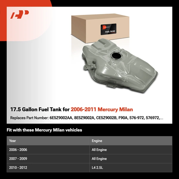 17.5 Gallon Fuel Tank for 2006-2011 Mercury Milan
