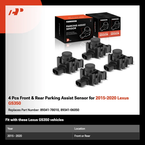 4 Pcs Front & Rear Parking Assist Sensor for 2015-2020 Lexus GS350