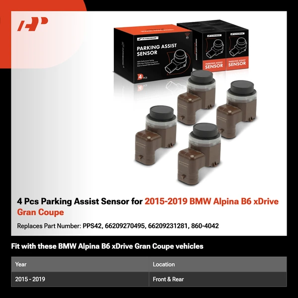 4 Pcs Parking Assist Sensor for 2015-2019 BMW Alpina B6 xDrive Gran Coupe