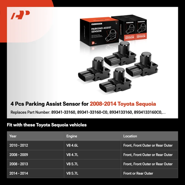 4 Pcs Parking Assist Sensor for 2008-2014 Toyota Sequoia