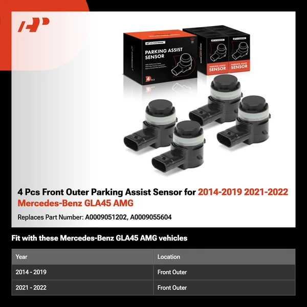 4 Pcs Front Outer Parking Assist Sensor for 2014-2019 2021-2022 Mercedes-Benz GLA45 AMG