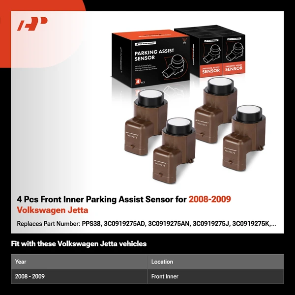 4 Pcs Front Inner Parking Assist Sensor for 2008-2009 Volkswagen Jetta