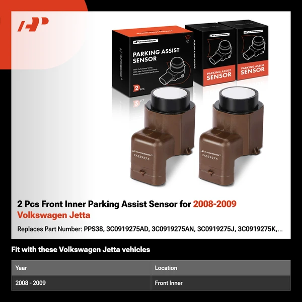 2 Pcs Front Inner Parking Assist Sensor for 2008-2009 Volkswagen Jetta