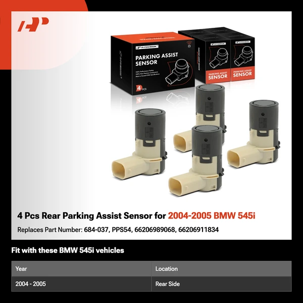 4 Pcs Rear Parking Assist Sensor for 2004-2005 BMW 545i