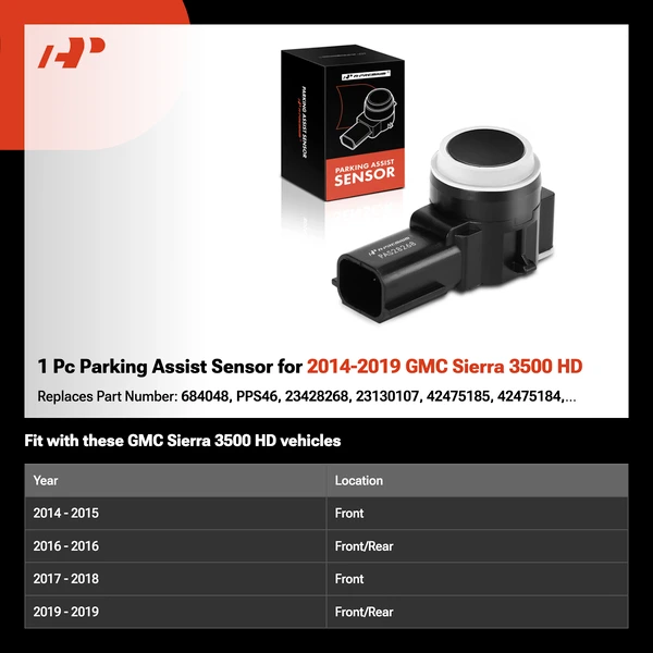 1 Pc Parking Assist Sensor for 2014-2019 GMC Sierra 3500 HD