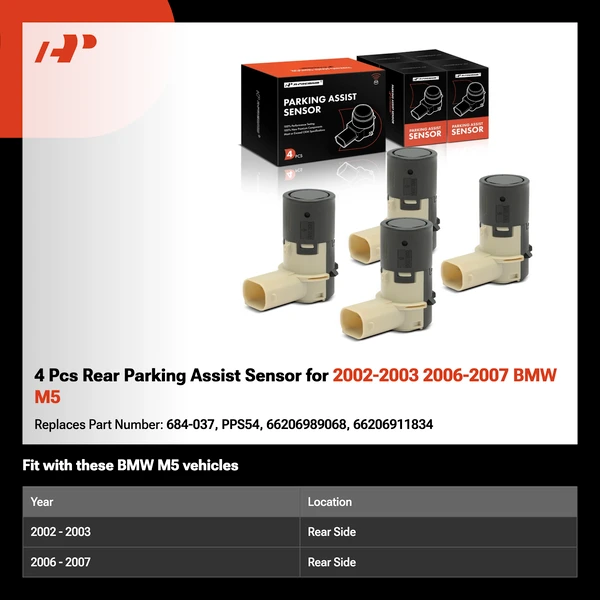 4 Pcs Rear Parking Assist Sensor for 2002-2003 2006-2007 BMW M5