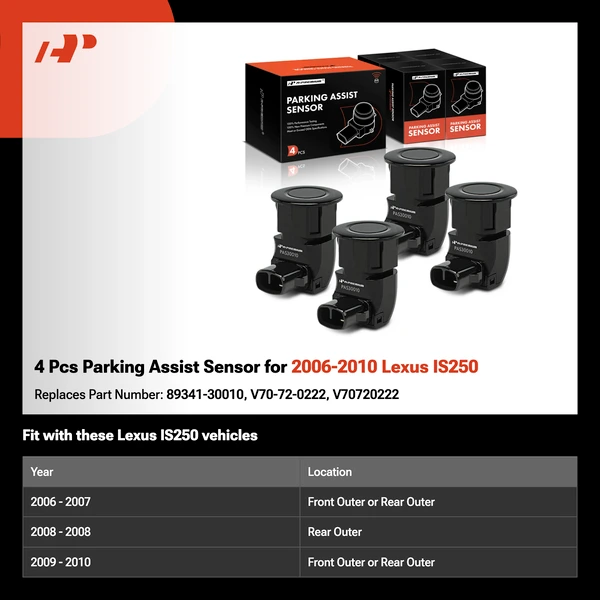 4 Pcs Parking Assist Sensor for 2006-2010 Lexus IS250
