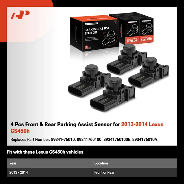 4 Pcs Front & Rear Parking Assist Sensor for 2013-2014 Lexus GS450h
