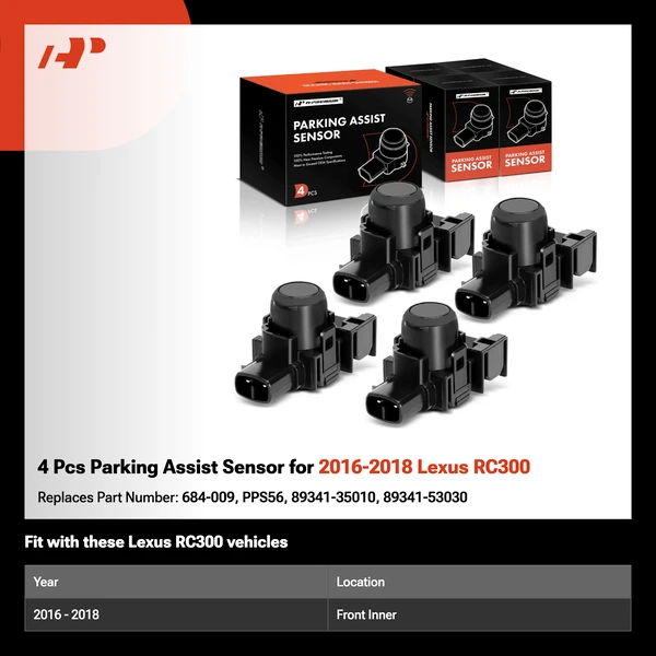4 Pcs Parking Assist Sensor for 2016-2018 Lexus RC300