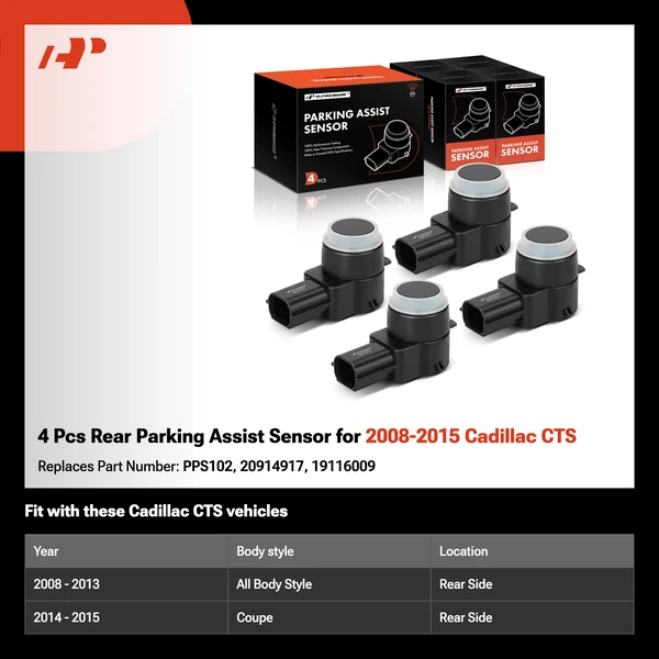 4 Pcs Rear Parking Assist Sensor for 2008-2015 Cadillac CTS
